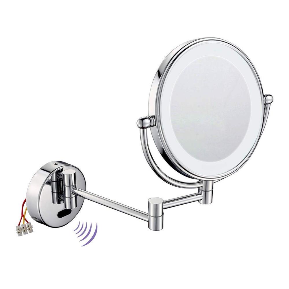 Entdecken Sie den Luxus der Schönheit mit unserem wandmontierten doppelseitigen Kosmetikspiegel! Vergrößern falten teleskopisch und drehbar – Ihr perfekter Begleiter für makelloses Make-up. Stilvoll aus Metall und Kupfer gefertigt 203 cm Durchmesser
