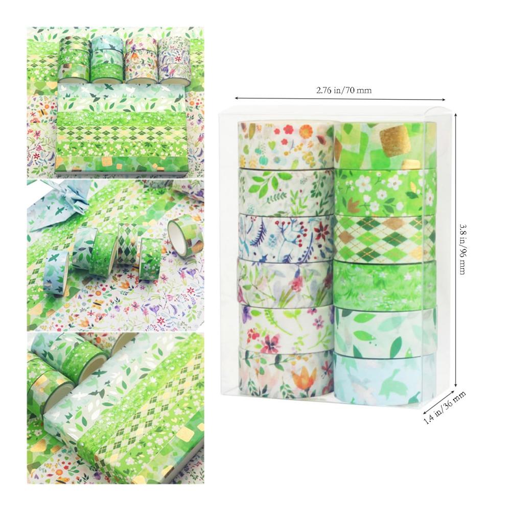 Entdecke den Frühling 12 Rollen Washi Tape Set - Bunte Klebebänder für Basteln Dekorieren und Scrapbooking - Blumenmotive - 15mm Breite - DIY Zubehör für Handwerk und Journal