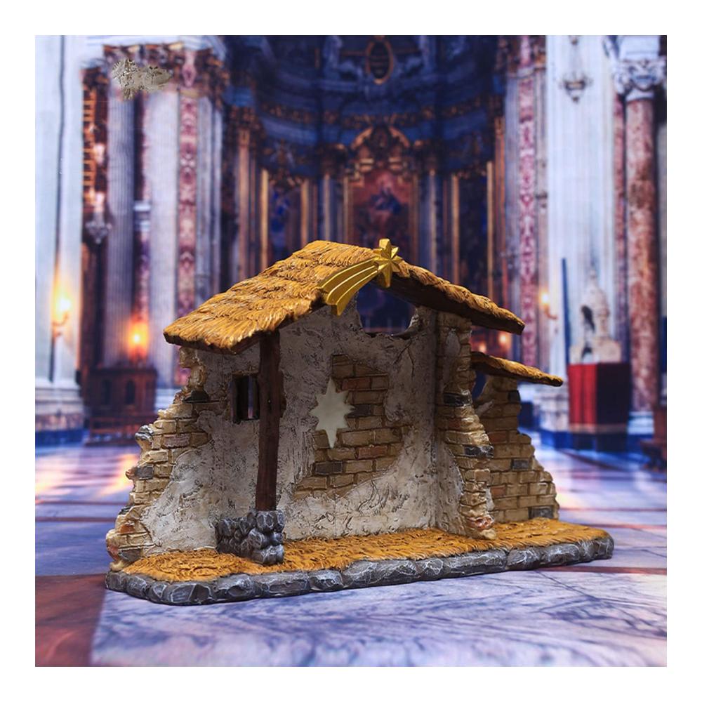 Weihnachts-Krippenstatuen – Fein detaillierte Krippenhütte für Desktop – Lebendige Weihnachtsdekoration aus Kunstharz – Perfekte Tischkrippen-Geschen