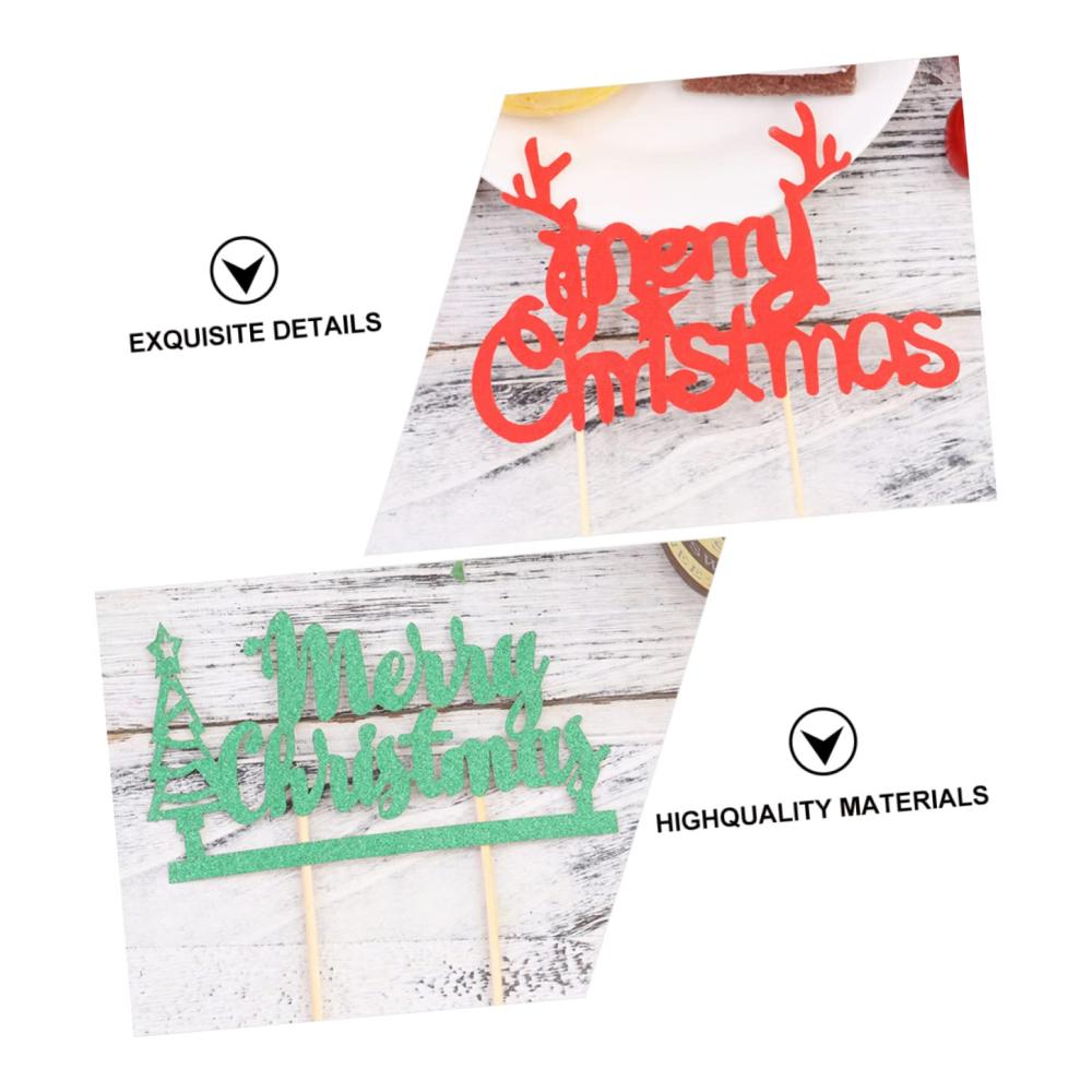 Entzückende Weihnachtskuchendekoration! 20 Stück Tortendekorationssets mit Einsteckkarten Kuchenspießen Dessertaufsätzen und Papiergeweihen - Perfekt für festliche Kreationen
