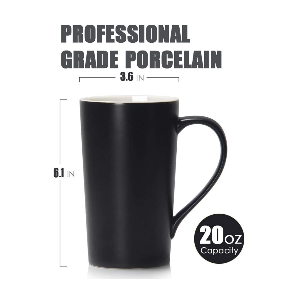 2er-Set Schwarze Bechersets Smilatte Große 600ml Kaffeetassen M007 - Tassen mit Griff für Männer und Väter - Perfekt für den morgendlichen Kaffeegenuss