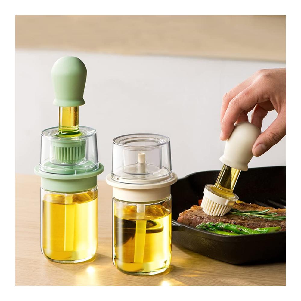 Ausgießer für Flaschen 2-in-1 180ml Ölspender & Essigflasche mit Silikon-Pinsel – Ideales Barzubehör für Kochen Grillen Salate & Backen in der Küche