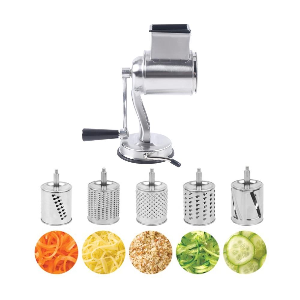 Gemüsehobel Professionelle Trommelreibe für die Küche | 5 Edelstahl-Trommeln | Vielseitiger Gemüseschneider und Nussmühle | Leicht zu reinigen | Perfekt für Salate und mehr