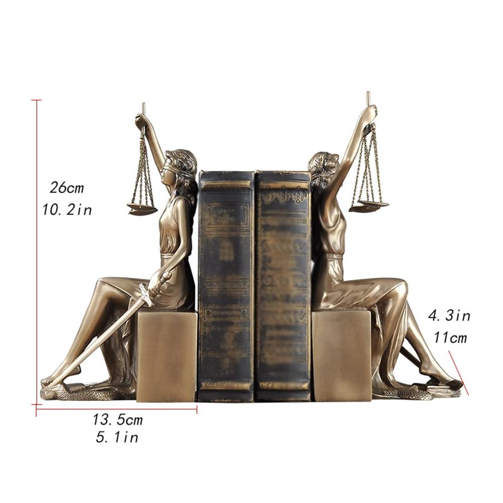 Elegante Bronze Retro-Göttin der Gerechtigkeit Buchstützen - Schweres Metall für stabile Unterstützung im Bücherregal Anti-Mobile Funktion - Perfekte Dekoration für Büro T