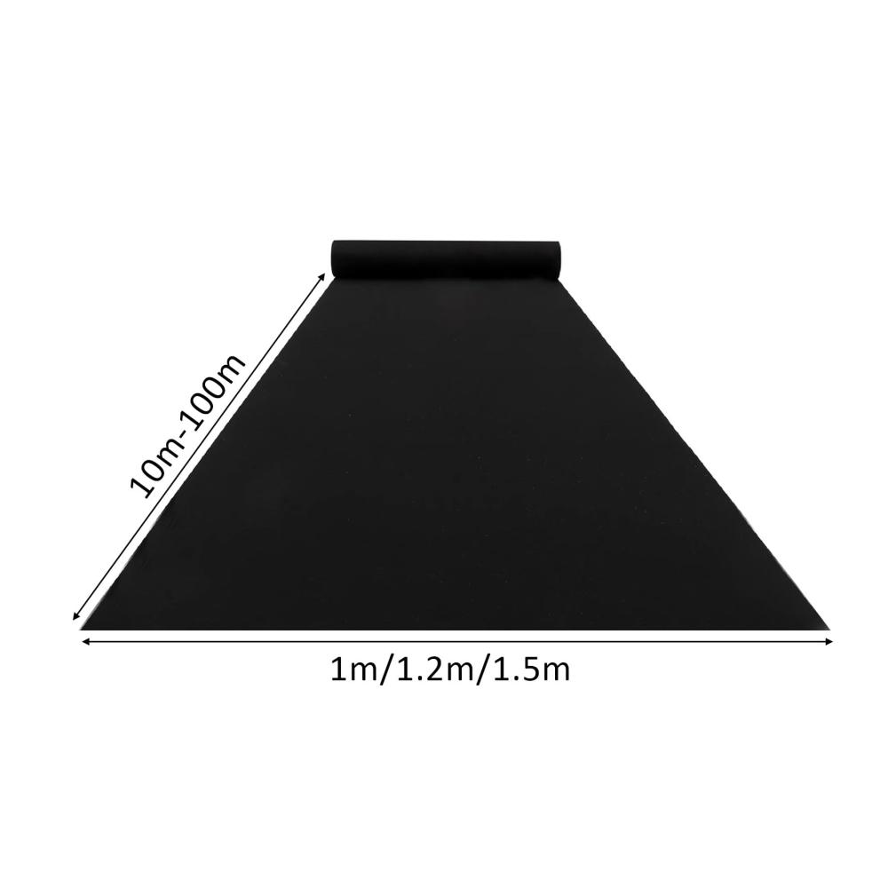 Hochwertiger Gangläufer Teppich Schwarz | Event Läufer 2mm Polyester Rutschfeste Bodenteppiche für Kirchenfeiern Geburtstagsdekorationen | 12 * 15M