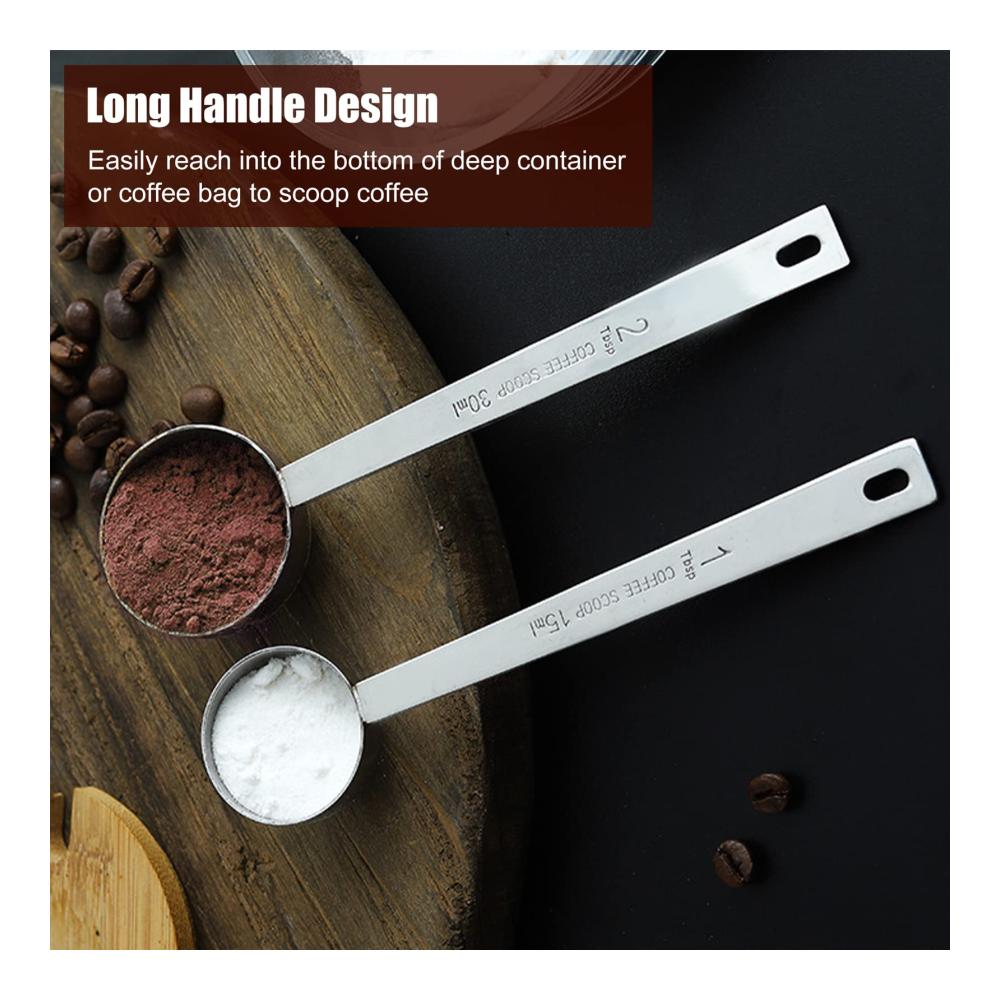 Premium Edelstahl Messlöffel Set - Präzise Dosierung Langer Griff - 2-teiliges Küchenhelfer Set für Perfekte Messungen von 15ml und 30ml - Kochzubehör für Präzises Backen und Kochen