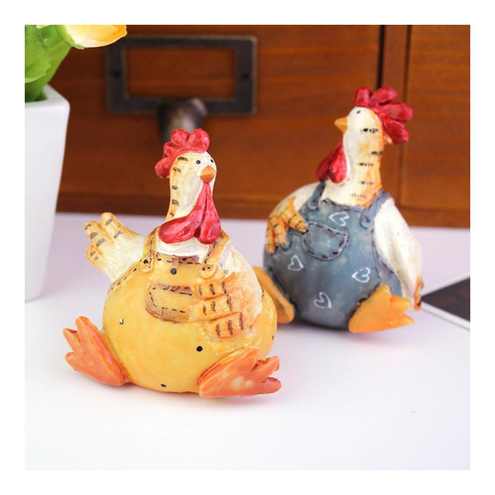 Sammelfiguren Niedliches Huhn-Paar aus Harz - Handgefertigte Miniatur-Dekoration für Ostern & Valentinstag - Perfektes Geschenk für Sammler & Huhnliebhaber