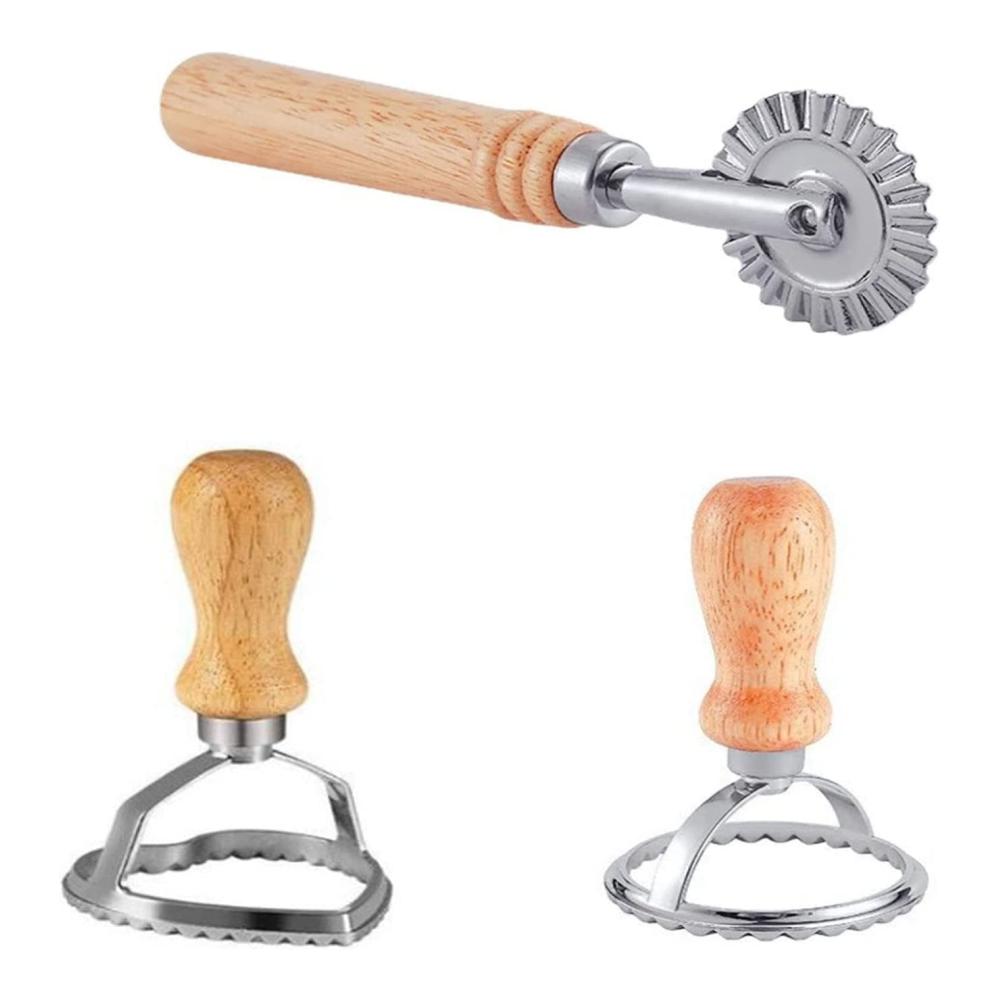 Hochwertiges 3-teiliges Manuelle Nudelmaschinen-Set | Ravioli Ausstecher Teigtaschenformer & Teigrädchen | Perfekt für hausgemachte Ravioli Pasta Lasagne & Knödel