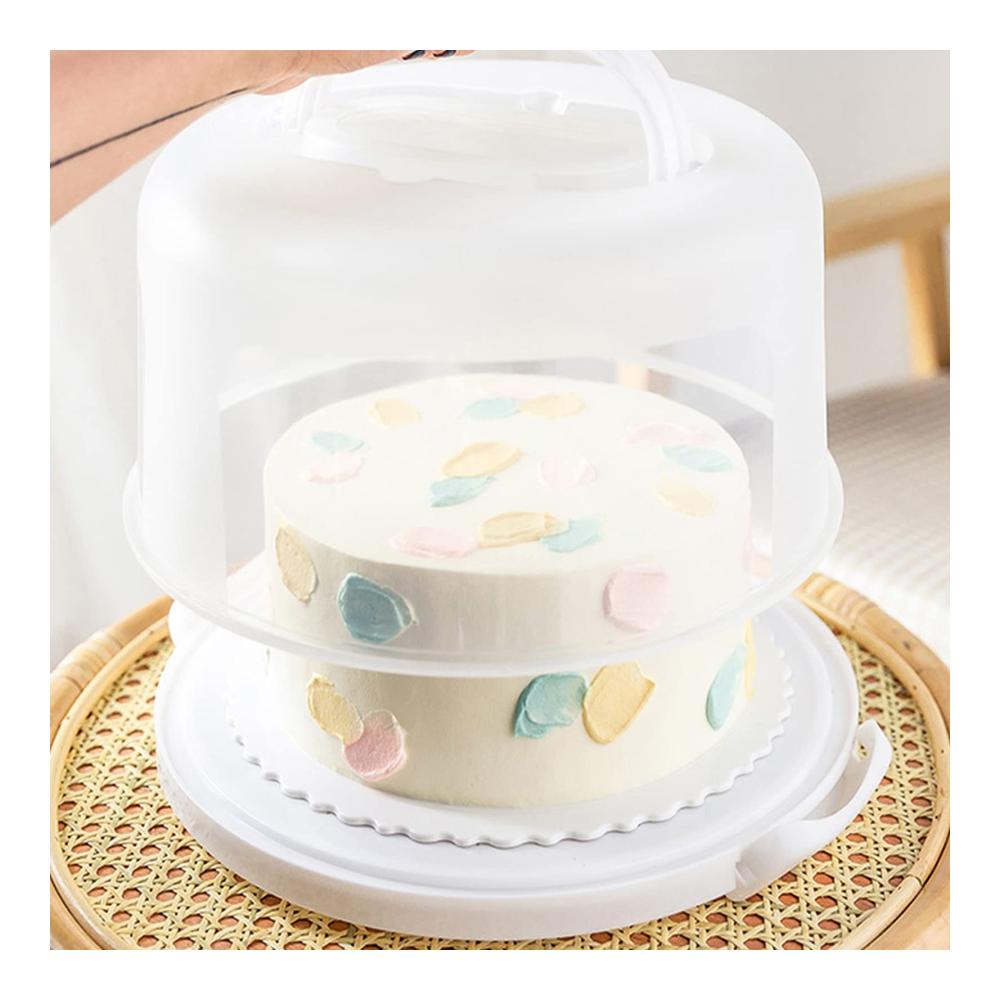Luftdichter Kuchenbehälter für unterwegs – Plastik Tortenbox mit Griff & Deckel – Großer Lebensmitteltransport für Kuchen Kekse & mehr – 30x26x18cm