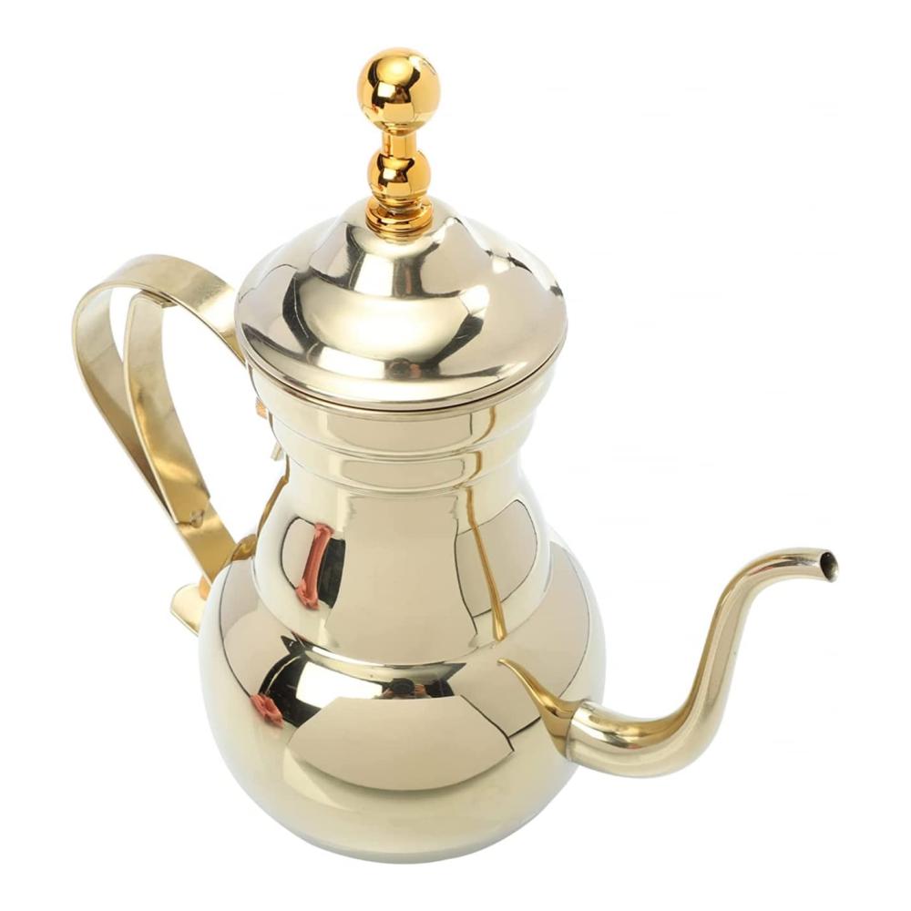 Edelstahl Teekessel Wasserkocher 15L mit Filter Vintage Design schmale Tülle für aromatischen Tee & Kaffee. Perfekt für Ramadan & arabische Traditionen. Hochwertige Qualität in Goldoptik