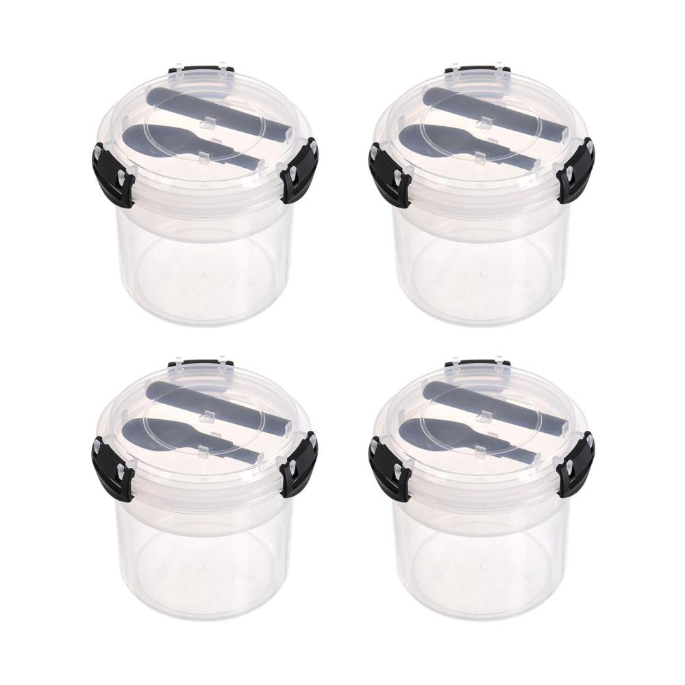 Entdecken Sie die Welt des Frühstücks mit Stil 4er-Pack Glasbehälter & Töpfe für Overnight Oats – Inklusive Deckel und Löffel – 600 ml mit praktischen Messmarkierungen in strahlendem Weiß. Genießen Sie mühelose Zubereitung und Aufbewahrung