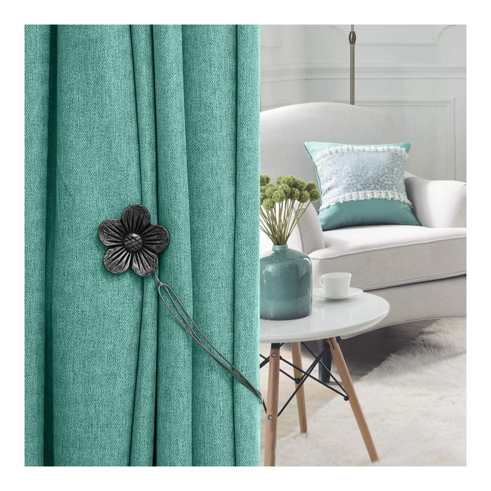 Charmante Vintage Raffhalter 2 Stück Harz Blumen Vorhangschnallen mit starkem Magnet für Zuhause Café & Büro Dekoration - Attraktives Design in Tinte Schwarz