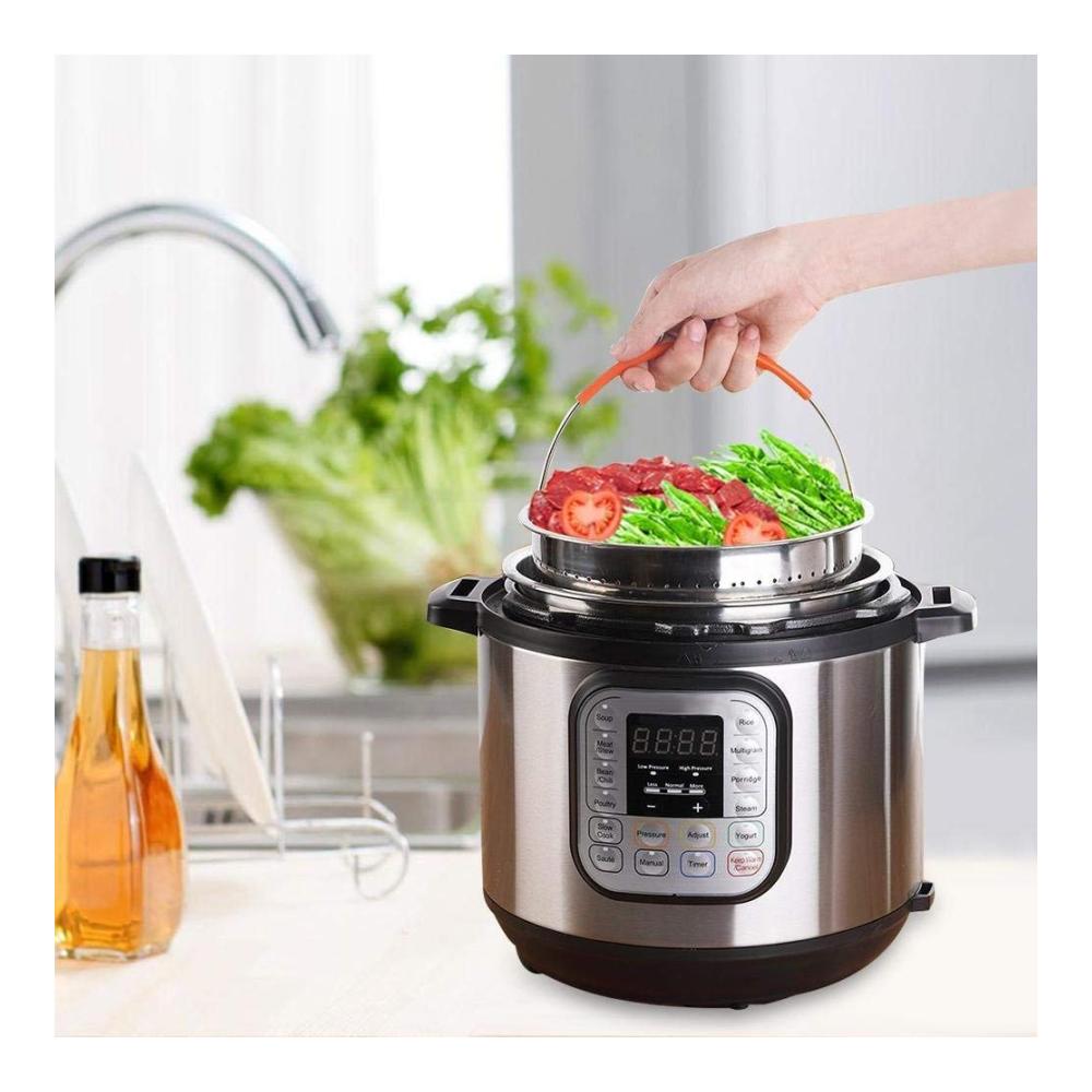 Dämpfkorb Edelstahl für Instant Pot | Dünsteinsatz mit Silikongriff | Perfekt für Schnellkochtöpfe & Kochtöpfe | Gesunde Zubereitung von Gemüse & Obst | Robustes Dampfeinsatz Zubehör