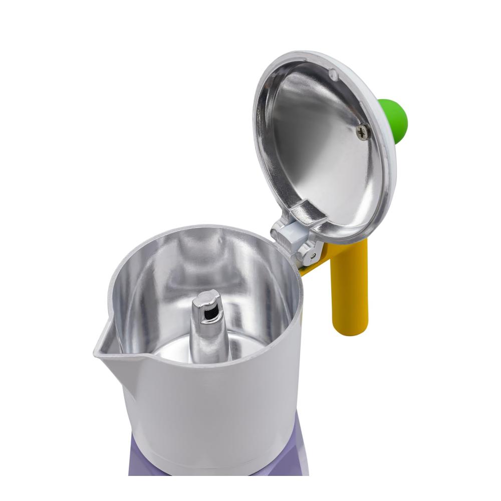 Erleben Sie vollmundigen Genuss! Espressokocher - Ikonische Moka-Kanne für den Herd Lila Aluminium 150ml - Kaffeekocher für aromatischen Kaffeegenuss