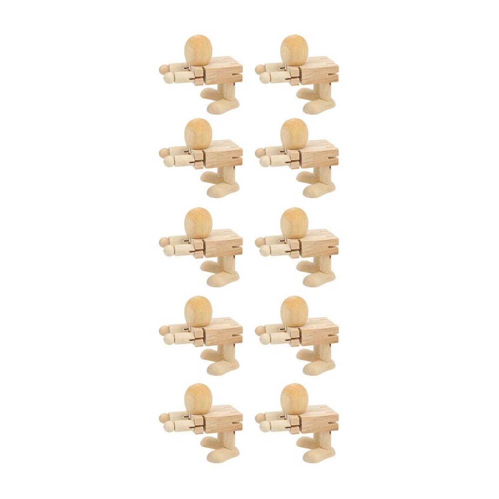 10 Stück Unlackierte Holzroboter Figuren für DIY-Malerei – Kunsthandwerk aus unbehandeltem Holz – Perfekt für kreative Projekte und Bastelspaß