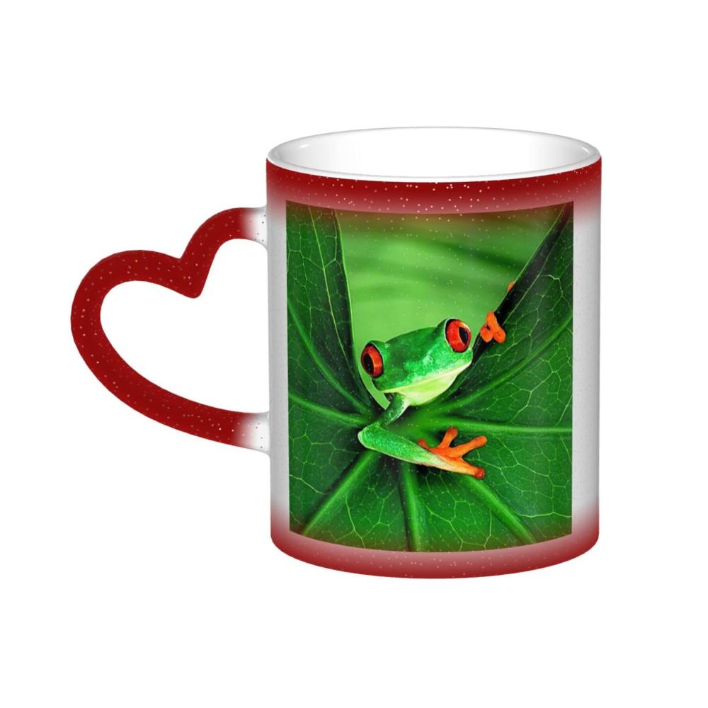 Beheizte Kaffeetasse mit süßem Frosch-Druck | Keramik-Farbwechsel | Lustige Tasse mit Thermoeffekt | Geschenke für Familie und Freunde | Perfekte Kaffeemomente mit Stil und Wärme
