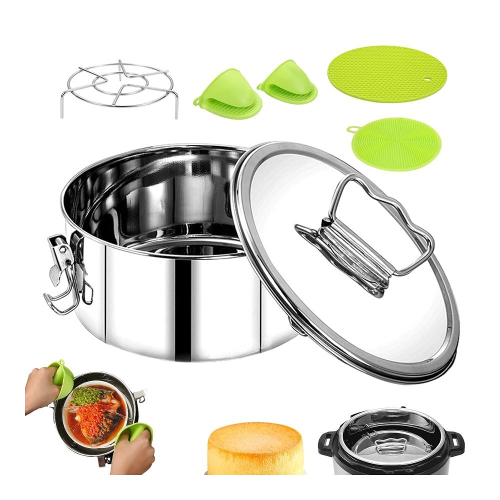 Großer Dampfgarer zum Kochen - Suppentöpfe Edelstahl-Dampfgarer mit Flan-Form und Antihaftbeschichtung - Perfektes Backzubehör für die