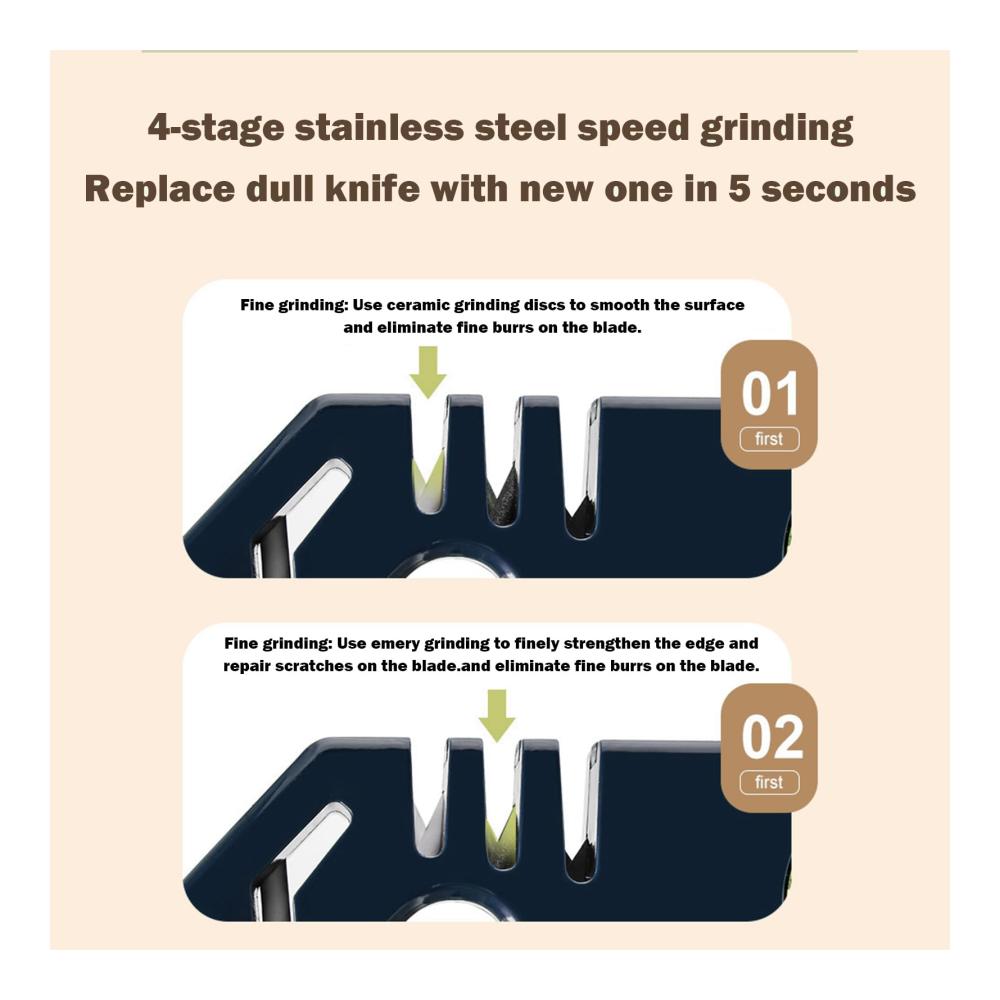Manuelle Messerschärfer 4-Stufen-Küchenmesserzubehör für präzise Schärfe - inklusive Scheren. Ergonomisches Design für Profi-Ergebnisse