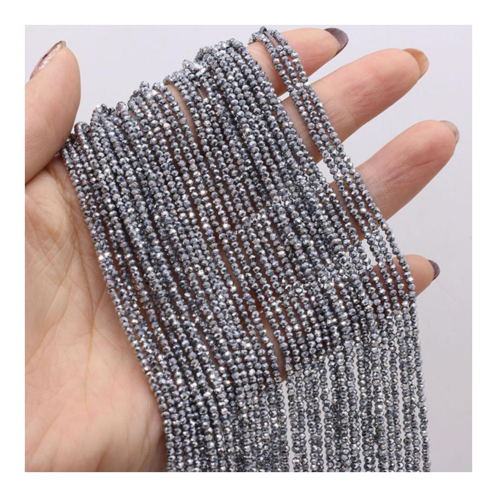 2/3mm Naturstein Kristall Quarz lose Perlen Überzugsfarbe für die Schmuckherstellung DIY Armband Halskette-Silber 3mm | Hochwertige Schmuckperlen & Zubehör für kreative Projekte | Handgefertigte Eleganz für Ihre Designs