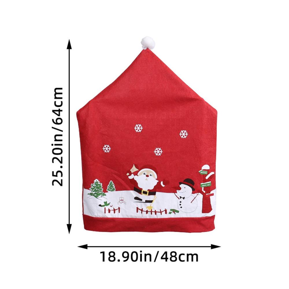 4er Set Niedliche Weihnachts-Stuhlhussen mit Roten Weihnachtsmannmützen für Festliche Esszimmer-Dekoration - Perfekte Hussen für Weihnachtsfeiern und Urlaubssitzungen - Robuste und Stilvolle Stuhllehnenbezüge