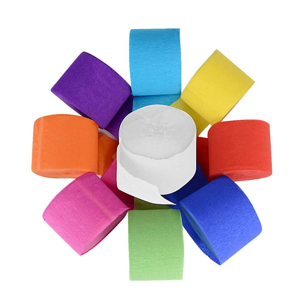 MEJOSER Premium 25m x 4.5 cm Regenbogen Kreppbänder Rolle - Hochwertiges DIY Krepppapier in 9 Farben für Partydekorationen Hochzeiten Taufen Geburtstage und Weihnachten - Kreatives Seidenpapier für unvergessliche Dek