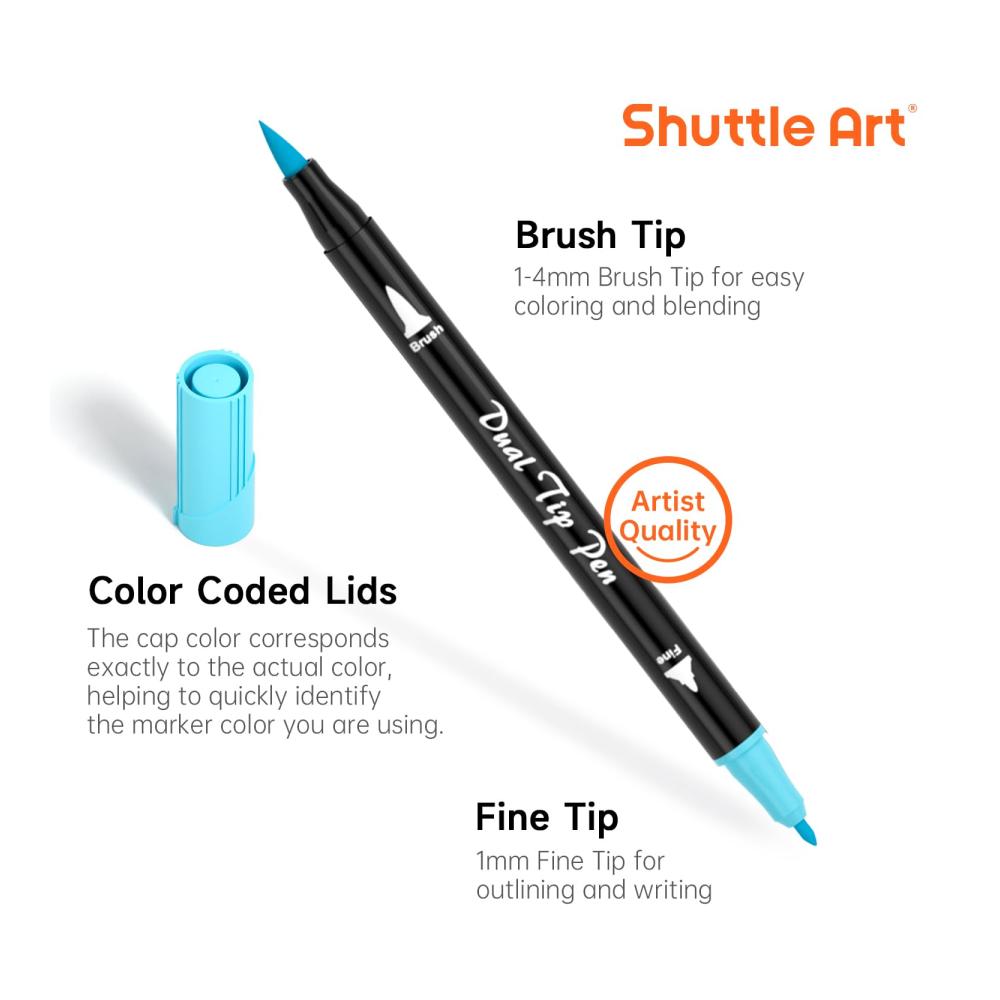 Entdecken Sie die Kreativität mit Shuttle Art 56 Pastellfarben Dual Brush Pen Art Marker - Feine und Pinselspitze für Kinder und Erwachsene - Ideal für Künstler Malbücher Kalligraph