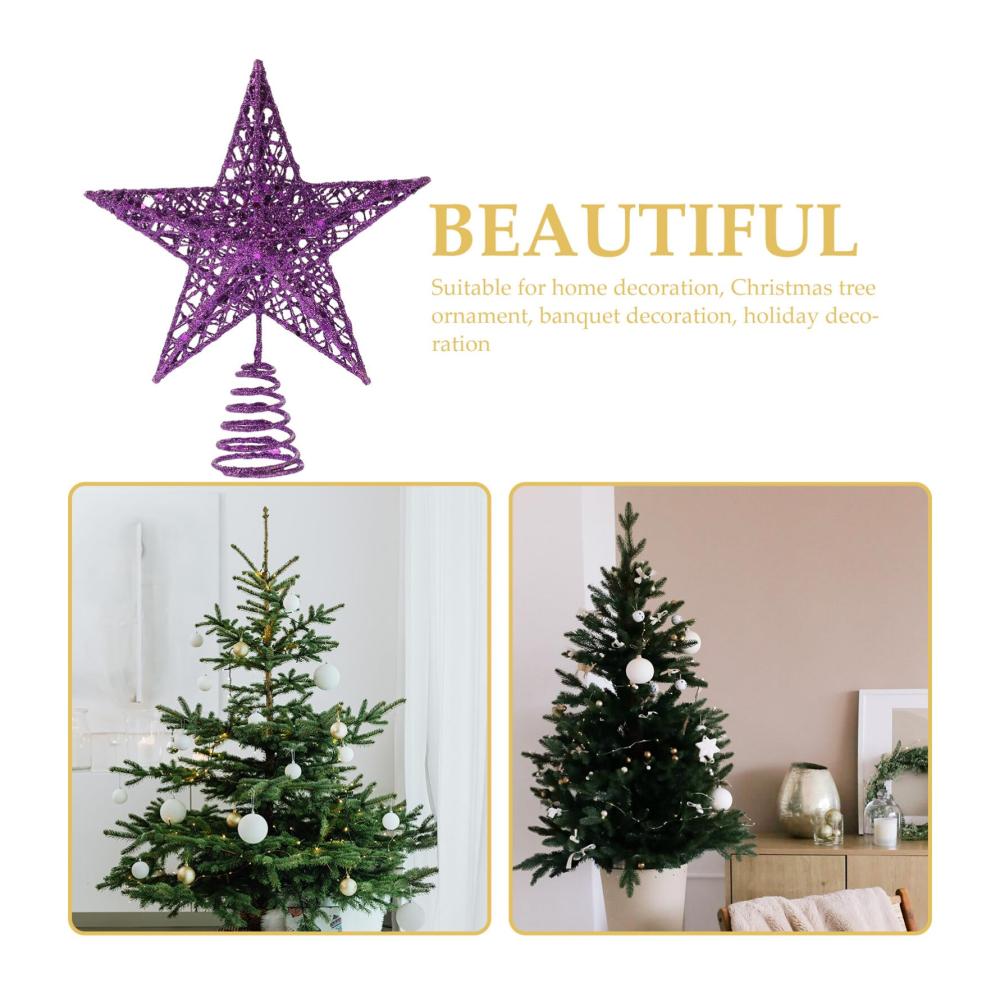 Glitzernde Weihnachtsbaumspitze Lila Stern mit 5 Spitzen für festliche Winterdekoration - Perfekt für Feiertage Partys & Heimdekoration