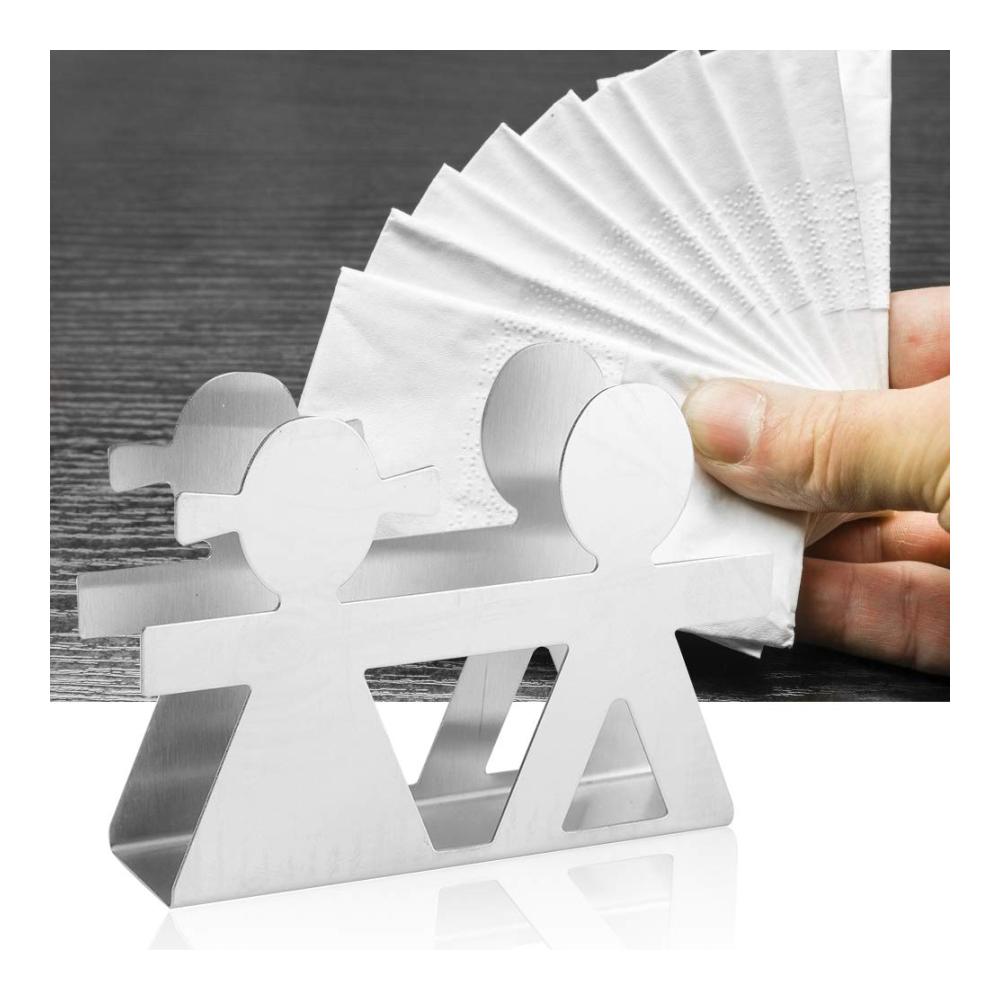 Modernes 2er-Set Edelstahl Serviettenhalter - Freistehende Taschentuchspender für stilvolle Tischdekoration - Robuster Metallpapierhalter für Zuhause und Büro - Dekorativer Papierserviettenhalter
