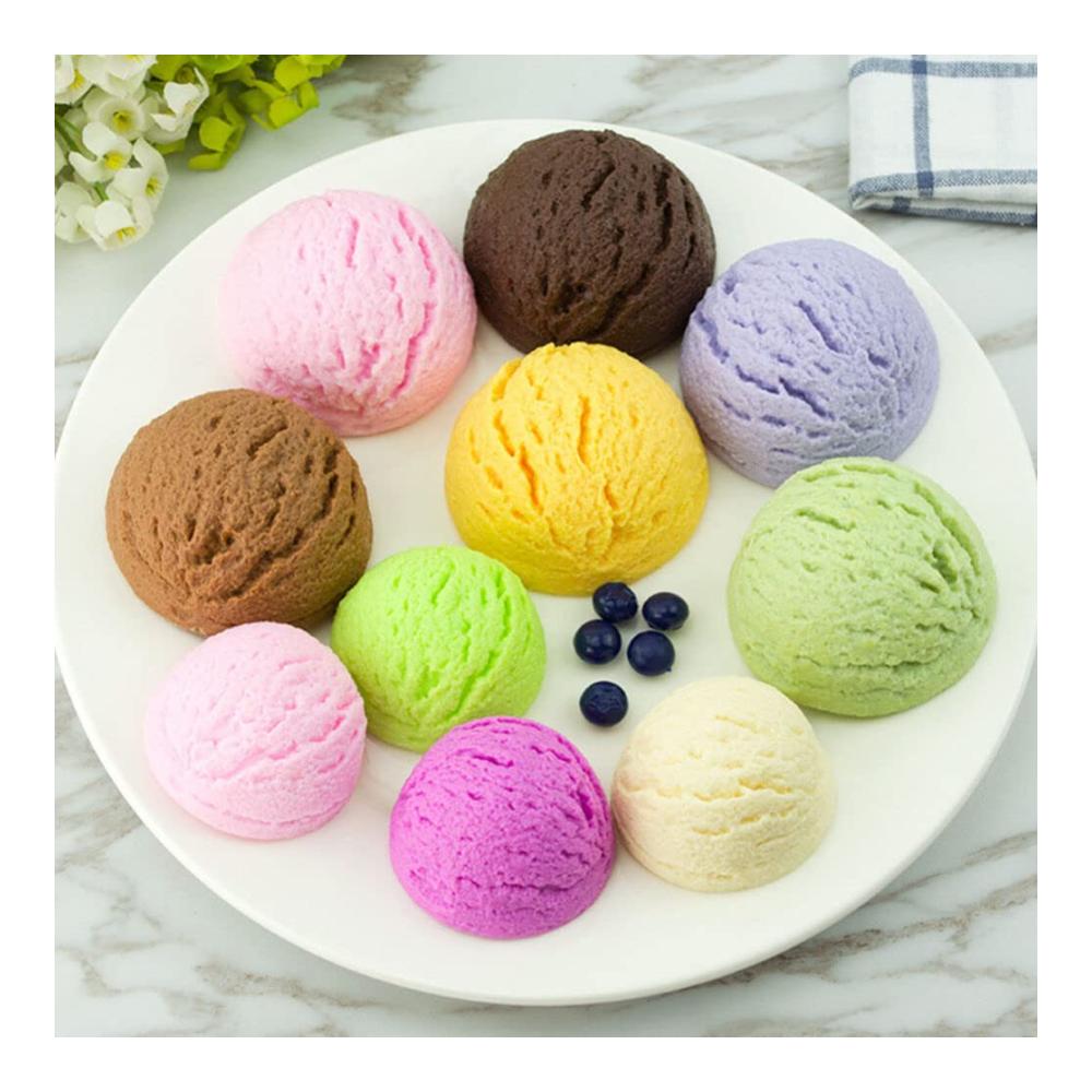 Fruchtige Versuchung 6 Stück realistische Früchte Eiscremekuchen Bälle Set - Perfekt für Kinder Spielküche Eisdiele oder zum Basteln von Süßigkeiten - Hochwertige PVC Nachbildung