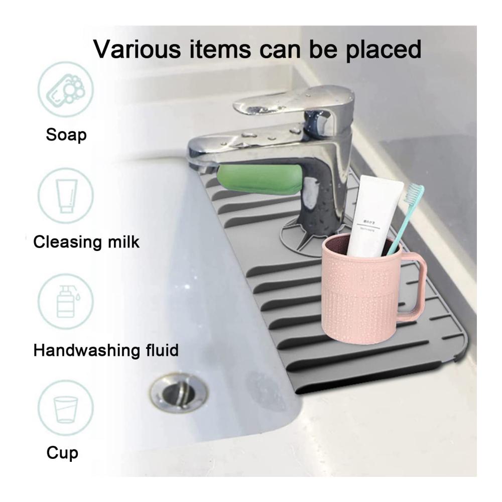 Premium Wasserhahnfilter 2er-Set Silikon-Auffangschale für tropfende Griffe | Küchen- und Badezimmer-Spritzschutzmatte | Trockenmatte gegen Feuchtigkeit | Ersatz für saugfähige Polyester-Matten