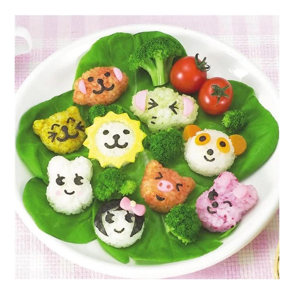 Vielseitiger Eierschneider & Gemüsehobel-Set 8 Stück Eiformer inklusive 3D Cartoon-Design - Perfekt für DIY Onigiri Sushi & mehr! Machen Sie das Kochen zum Vergnügen