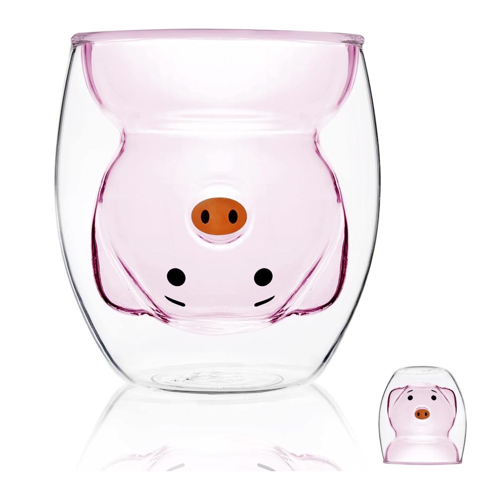 Premium Doppelwandige Espresso- & Mokkatassen Set | Lustige Schwein-Designs | Ideale Milchtassen für Kaffee & Tee | Perfektes Geschenk für Schweineliebhaber | Hochwertige Tassen & Untertassen | Neuheitenbecher für Frau Freund | Geburtstag & Weihnachten