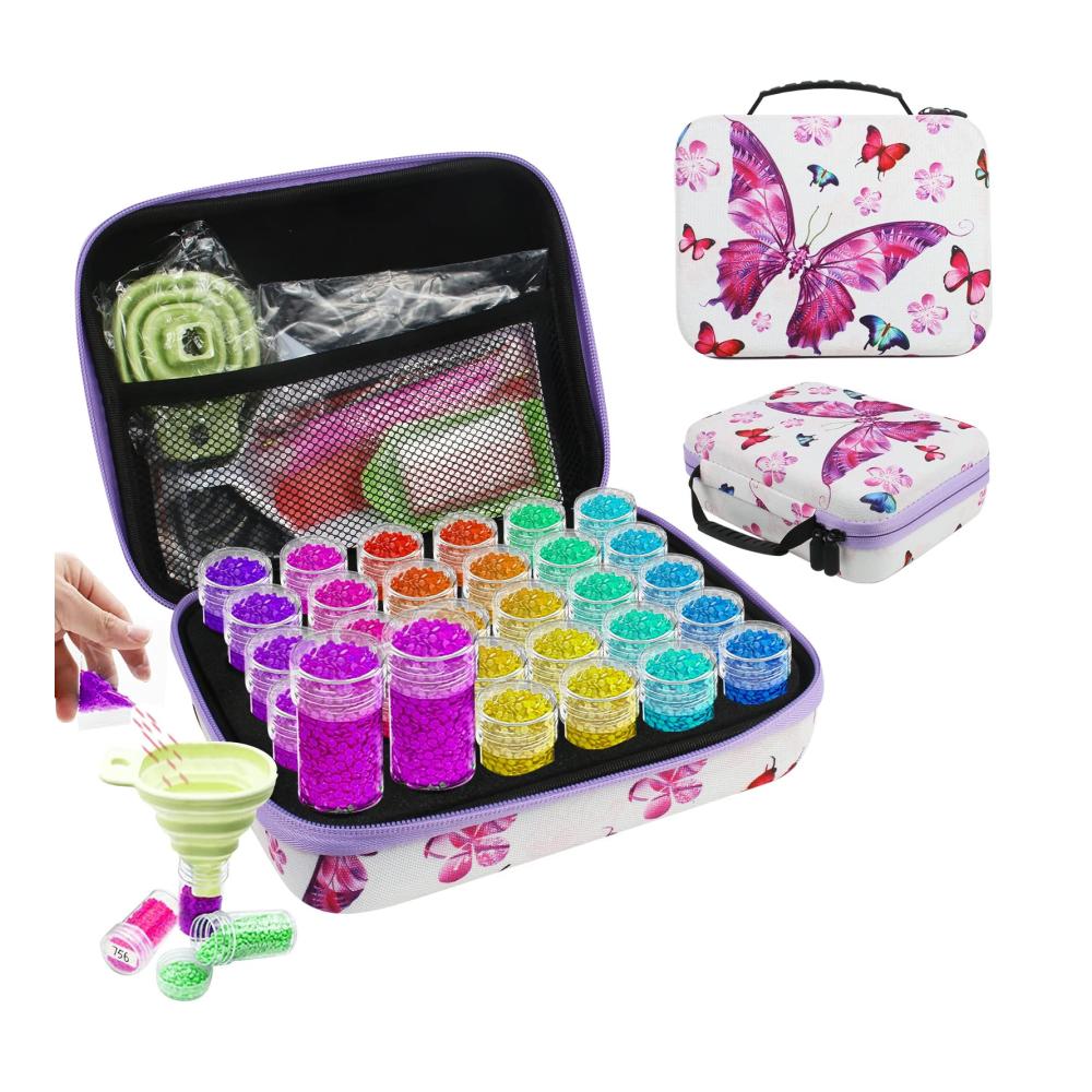 Diamantmalerei Zubehör Organizer Box Set - 30 Teile inkl. Koffer für 5D Diamantmalerei - Aufbewahrungsbox für Strass Perlen Nägel - DIY Werkzeuge & Zubehör für Künstler und Handwerker