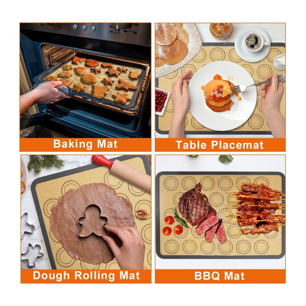 Entdecken Sie die Ultimative Backmatte für Makronen! 2 Stück Antihafte Silikon Backmatte 42x29.5cm - BPA frei Perfektes Backzubehör für Makronen Kuchen und Brot