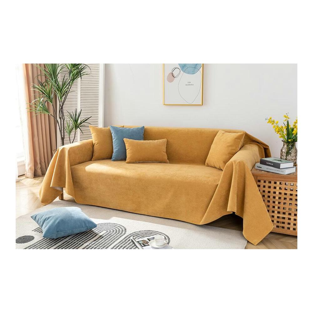 Elastischer Sofabezug Gelb 2-Sitzer Moderne Sofaüberwürfe aus Polyester Einfarbig Schutz & Stil für Ihr Zuhause