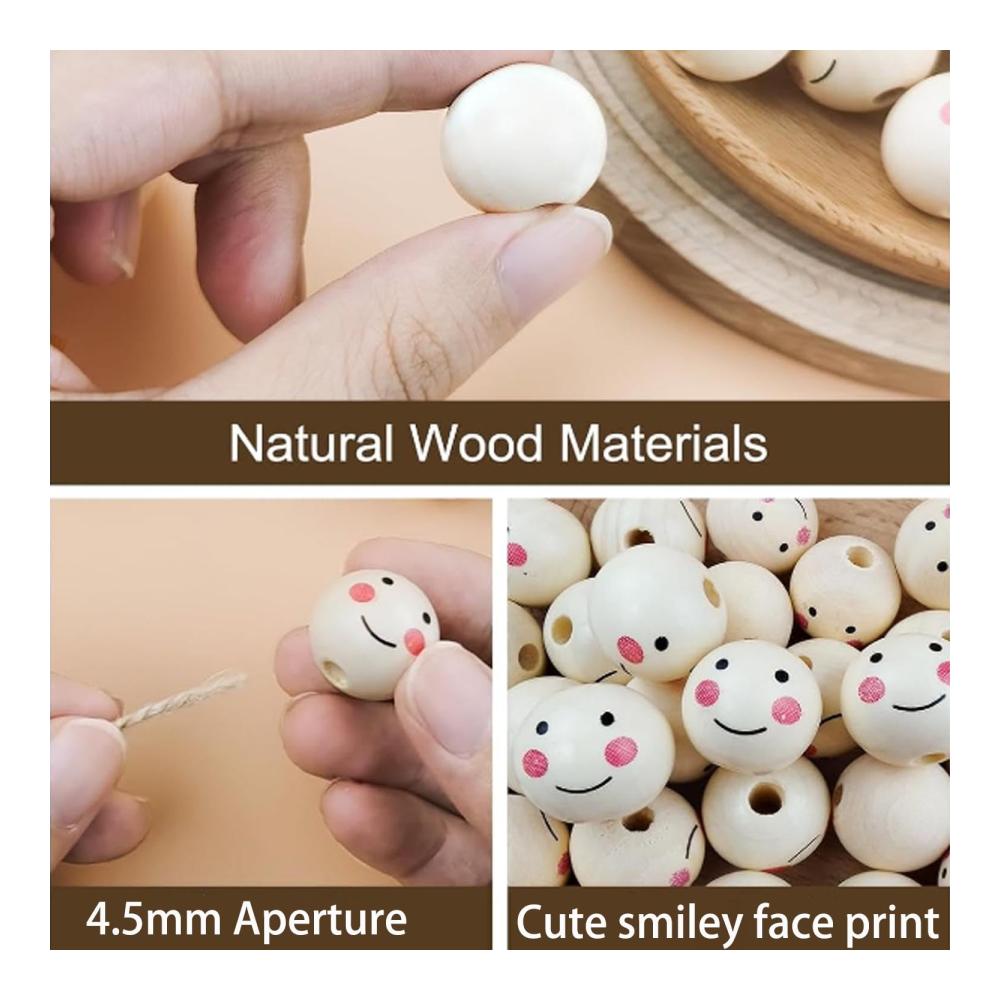 Perlenweben-Zubehör 100 Stück Natürliche Runde Holzperlen 20mm mit Löchern - Ideale Bastelperlen für DIY Handgefertigte Dekorationen. Entdecken Sie Smiley Holzperlen und mehr