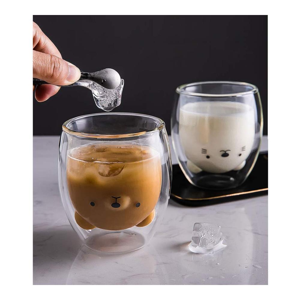 Exquisite Espresso- & Mokkatassen Set | ZEACCT Süße Tiertasse Glas Doppelisolierglastasse | Perfekte Kaffeetassen für Genießer | Ideales Geschenk für Büro und Geburtstag