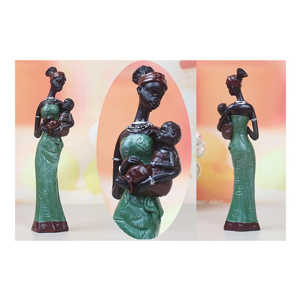 Afrikanische weibliche Statuen Elegante Desktop-Skulpturen aus Harz – 3er Set für stilvolle Wohnaccessoires Dekorationsmodellfiguren & einzigartige Geschenke – Handgefertigte Kunst in Grün