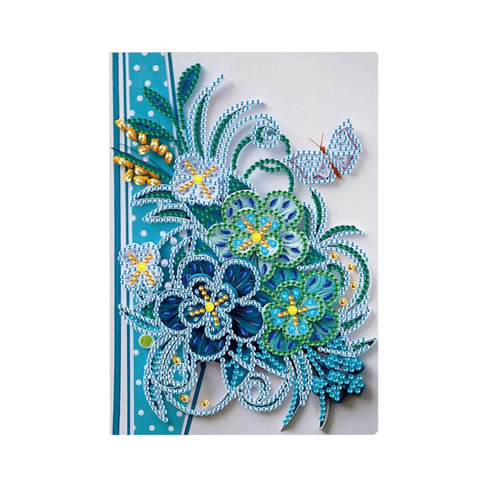 Diamant Malerei Notizblock für Erwachsene | 100 Seiten | Weiß | Schulbedarf | Schulanfang | Skizzenbuch | Ideales Geschenk für Geburtstag und Weihnachten | Blauer Phalaenopsis Blume