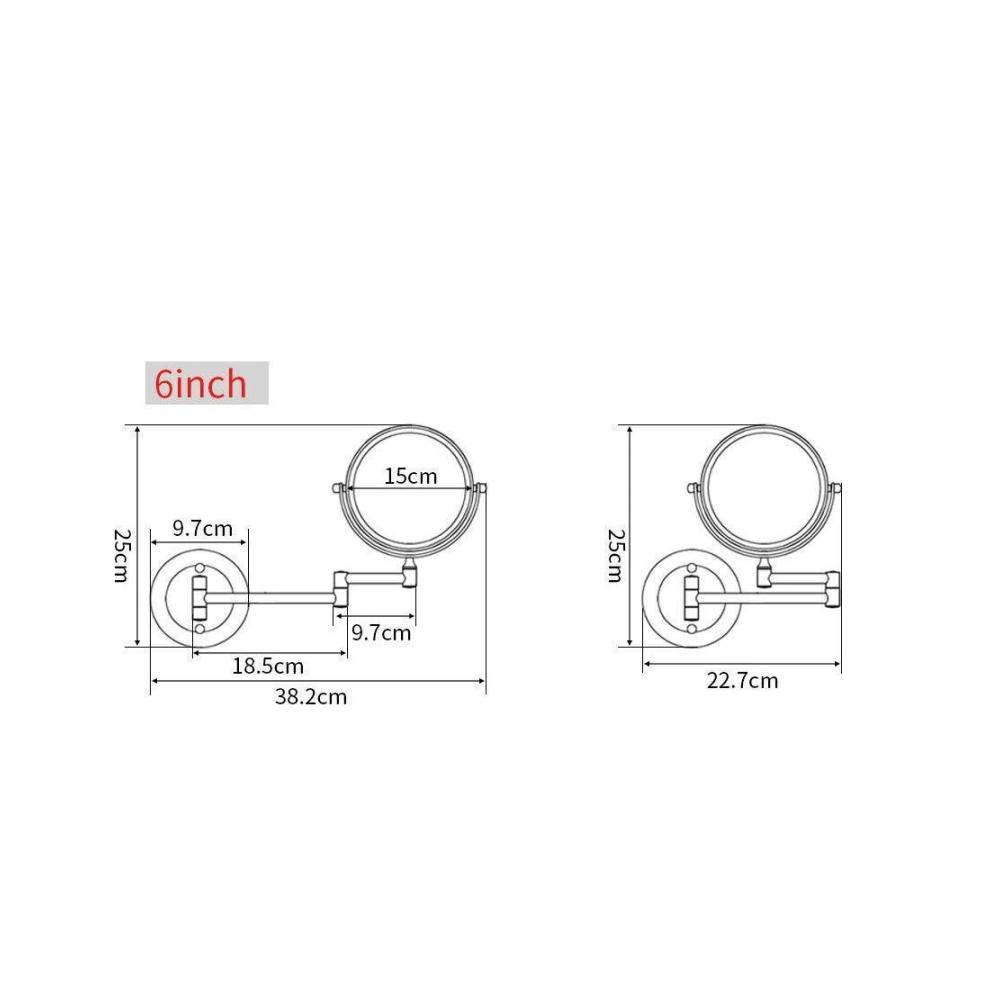 Entdecken Sie den ultimativen Kosmetikspiegel Wandmontage 20.3 cm Badezimmer-Vergrößerung doppelseitig verstellbar ausziehbar schwenkbar. Ihr perfekter Begleiter für präzises Make-up! Nickel und Chrom 5-fach Vergrößerung