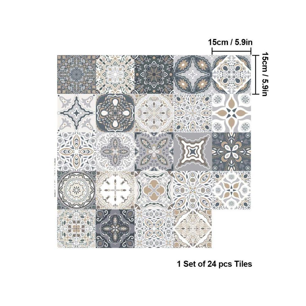 Verleihen Sie Ihrer Küche Glanz 24er-Set Marokkanische Fliesenaufkleber 15×15cm - Selbstklebende Mosaikfliesen für eine stilvolle Wandgestaltung - Dekorative Klebefliesen für Ihr Zuhause