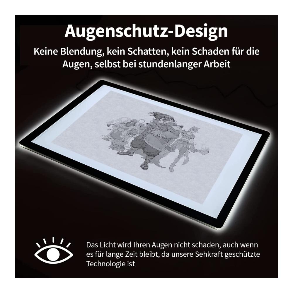 LED Leuchtkasten A2 - Brillantes Zeichnen & Diamond Painting mit ultradünnem 7mm Design stufenlos dimmbar inkl. 2 Clips und 12V 2A Adapter - Große Leuchtplatte für kreative Skizzierungen