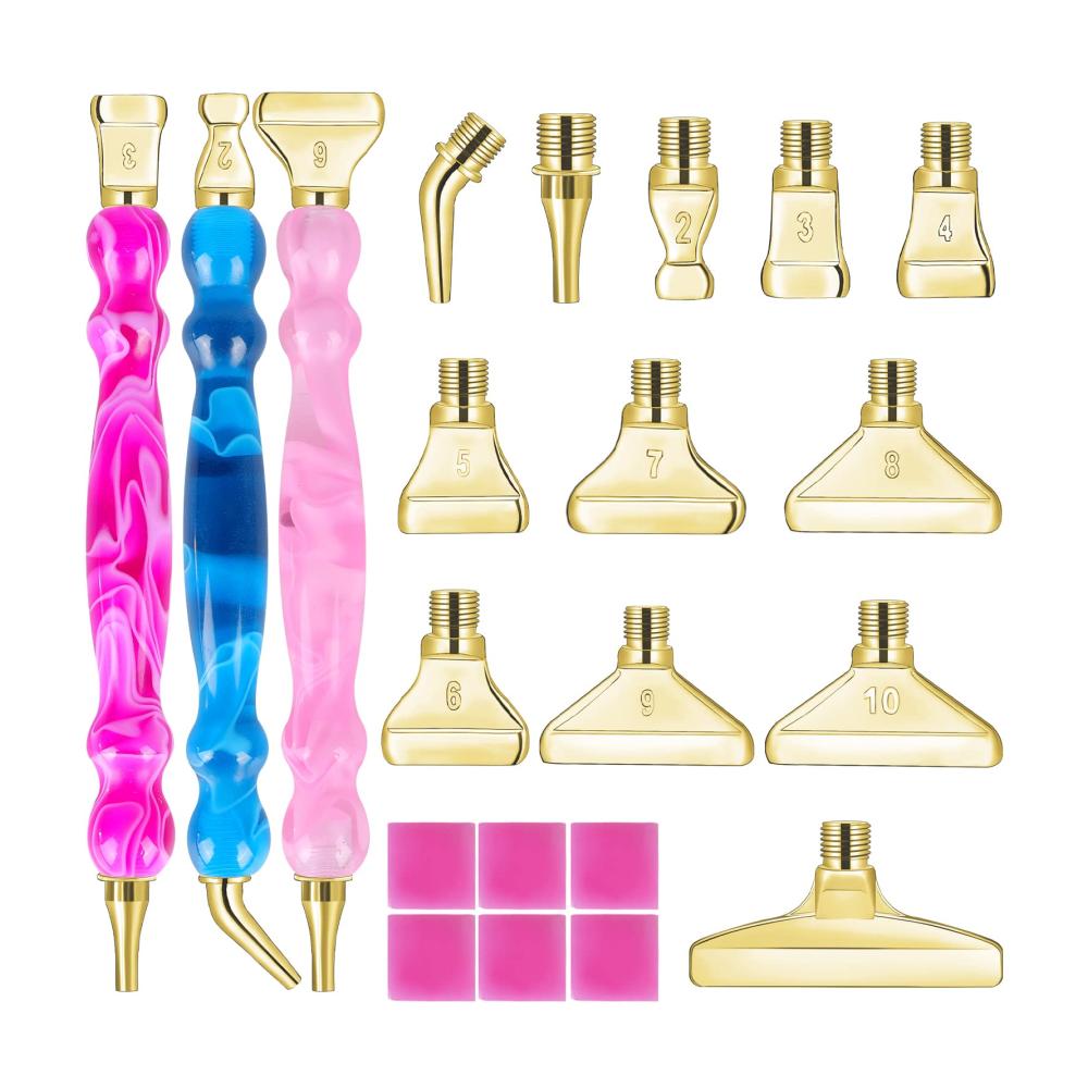 Entdecken Sie die Perfektion mit papasgix Ergonomischem Diamond Painting Werkzeug-Set – Premium Metallstift & Zubehör für 5D Diamanten Malerei DIY Handwerk – Inklusive 22 Gold-Ersatzköpfen! Werkzeuge & Zubehör für künstlerische Meisterwer