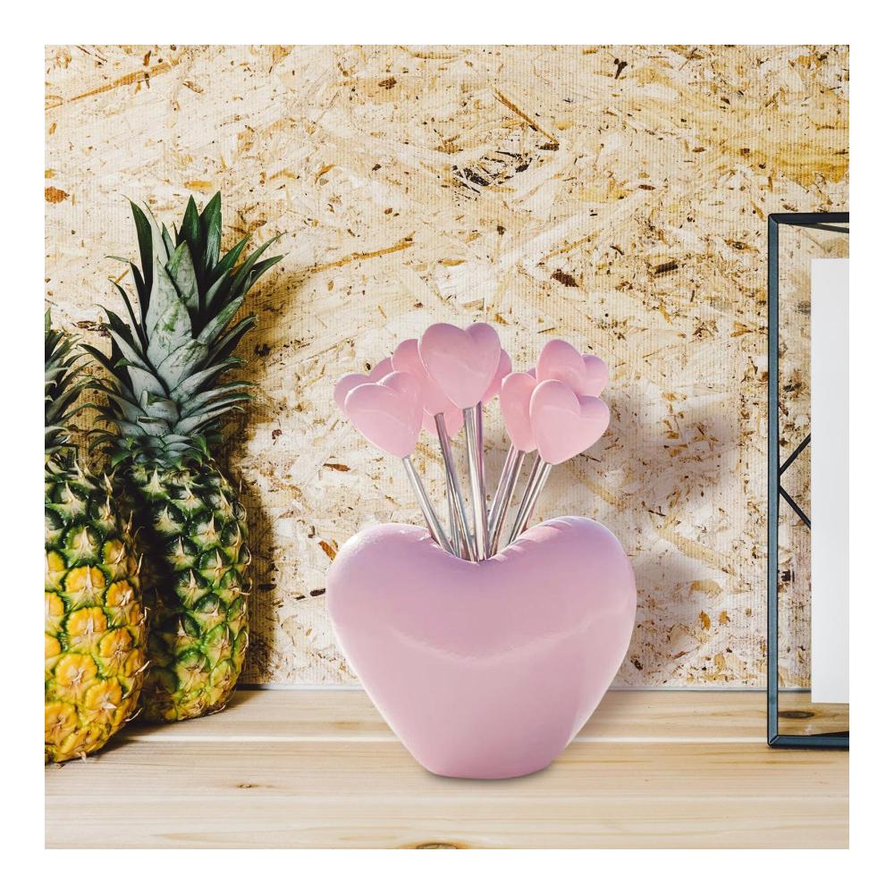 Essenspickgabeln aus Edelstahl - Dekoratives Partyzubehör für zu Hause - Niedliche Obstgabeln und Essenspicks - Rosa - Perfekt für Obstplatte und Snacks - 10er-Set