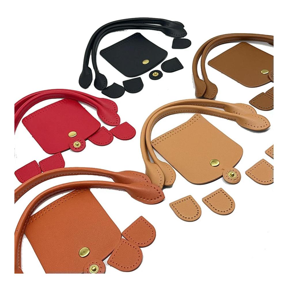 Handgefertigtes Taschenherstellungsset - 8-teiliges Taschenzubehör mit gewebten Mustern weichen PU-Taschengriffen Boden Knopf für Knödel - Ideal für handgemachte Beige Handtaschen. Entdecken Sie die Kunst der individuellen Taschenkreation