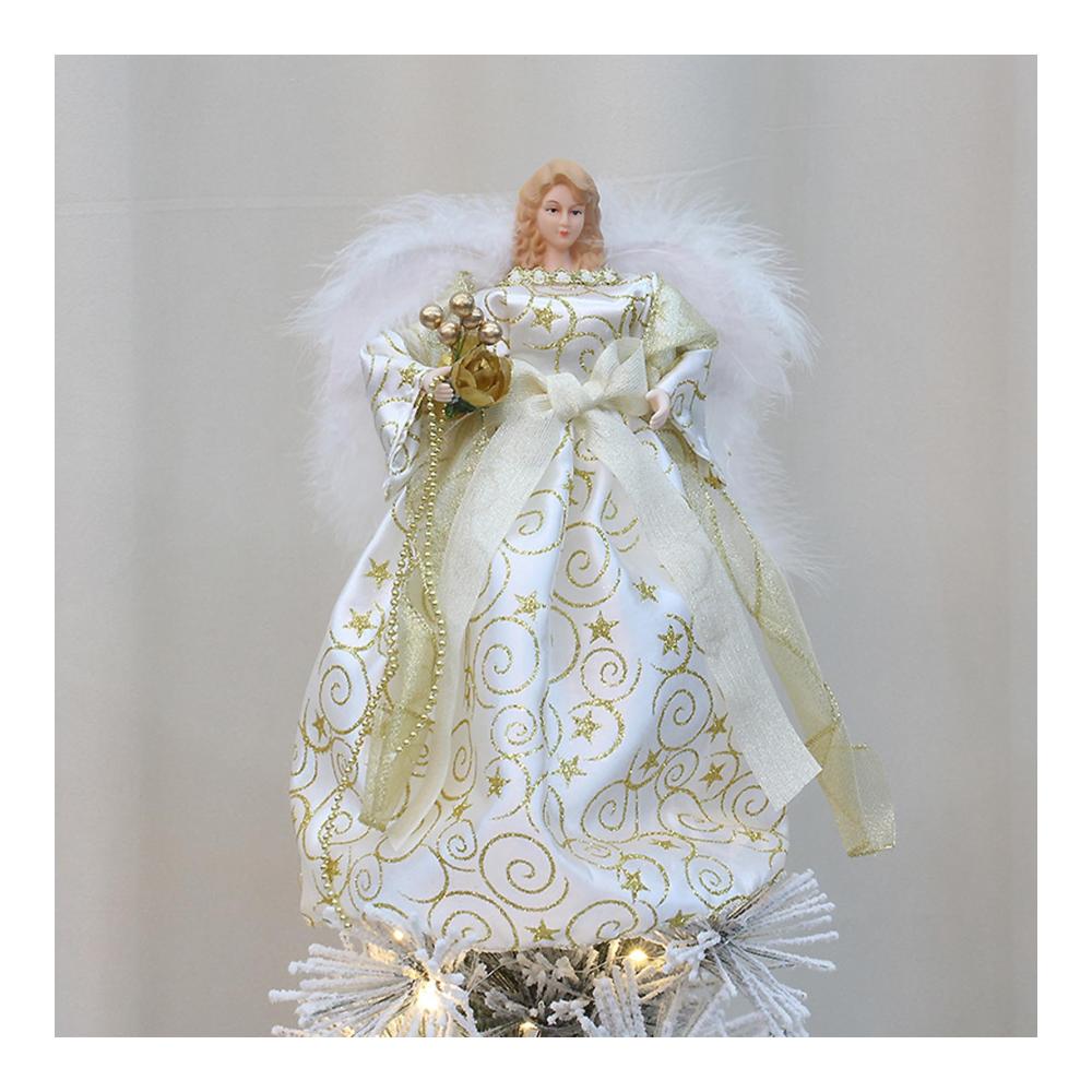 Weihnachtsengel Baumspitze | Christbaumspitze Engel Weiß | Festlicher Spitzenengel für Weihnachtsbaumdekoration | Handgefertigte Weihnachtsengel-Figur | Weihnachtsbaum Schmuck und Deko