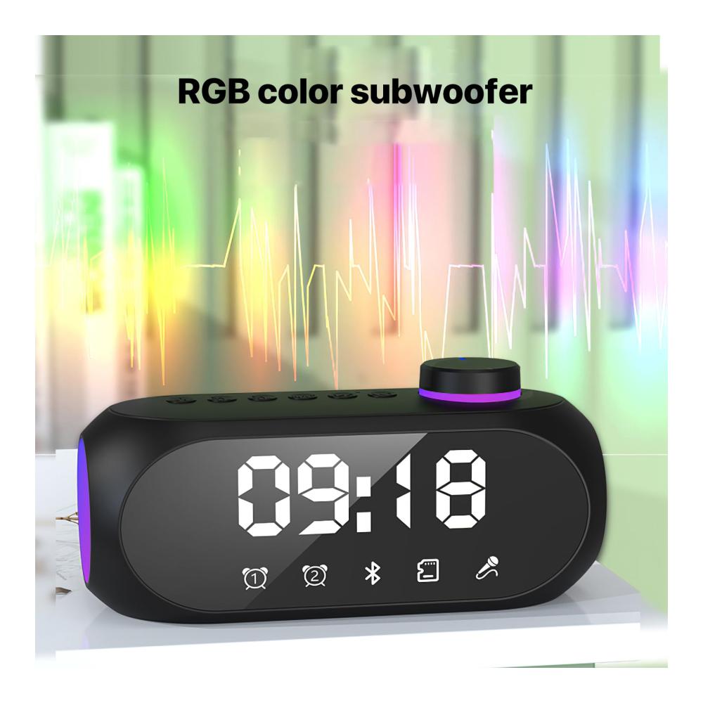 Digitaler LED Wecker mit einstellbarer Anzeige und farbigem Nachtlicht - USB wiederaufladbarer Wecker mit Bluetooth-Lautsprecher FM-Radio und Dual-Alarm - Moderne Uhr für Schlafzimmer und Büro
