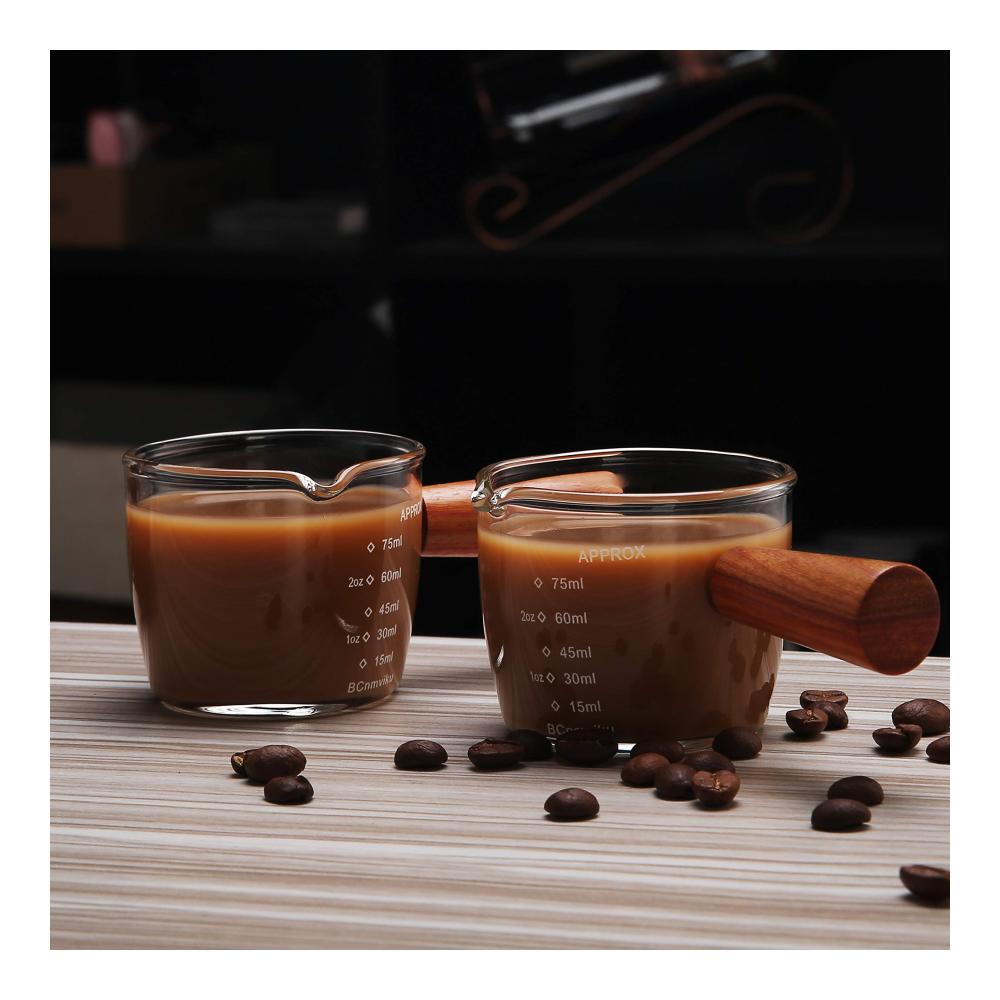 Entdecken Sie den Genuss 6er Set Elegante 75ml Schnapsgläser - Perfekt geformt für Espresso mit V-förmigem Ausguss und Griff. Ideal für Milch Kaffee und Cappuccino. Premium-Qualität von BCnmviku