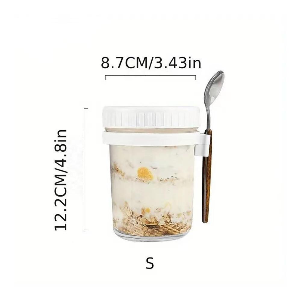4er Set luftdichte Glasbehälter 350ml - Ideal für Overnight Hafer Salate & mehr! Wiederverwendbar & tragbar - Mit Messmarkierungen & Deckel für Frische - Lebensmittelaufbewahrung für Unterwegs