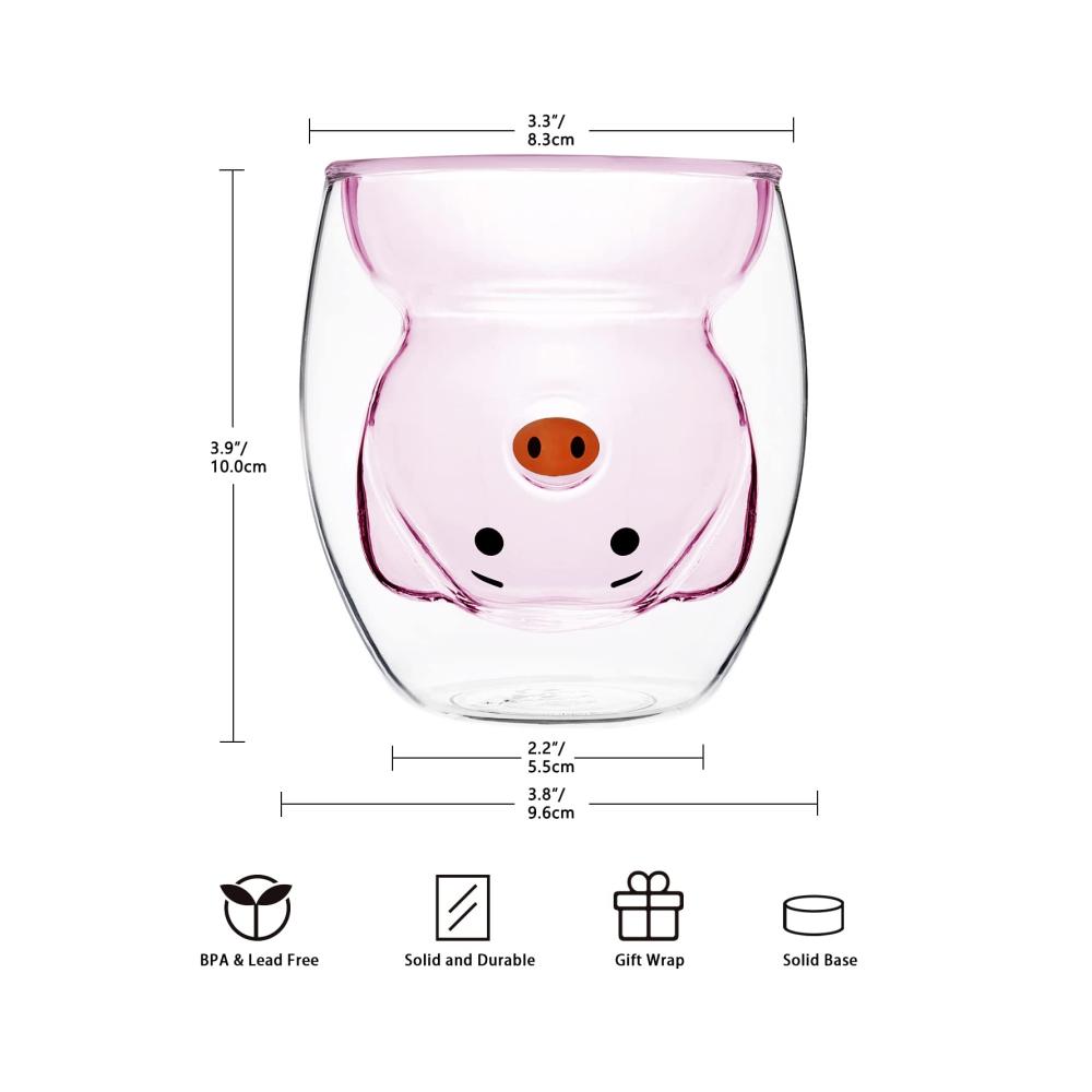 Premium Doppelwandige Espresso- & Mokkatassen Set | Lustige Schwein-Designs | Ideale Milchtassen für Kaffee & Tee | Perfektes Geschenk für Schweineliebhaber | Hochwertige Tassen & Untertassen | Neuheitenbecher für Frau Freund | Geburtstag & Weihnachten